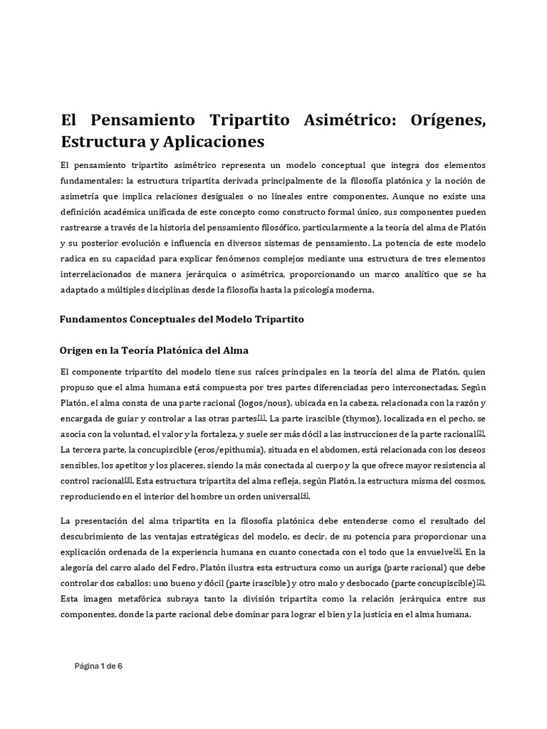 Pensamiento Tripartito Asimétrico | PDF | Pensamiento | Platón