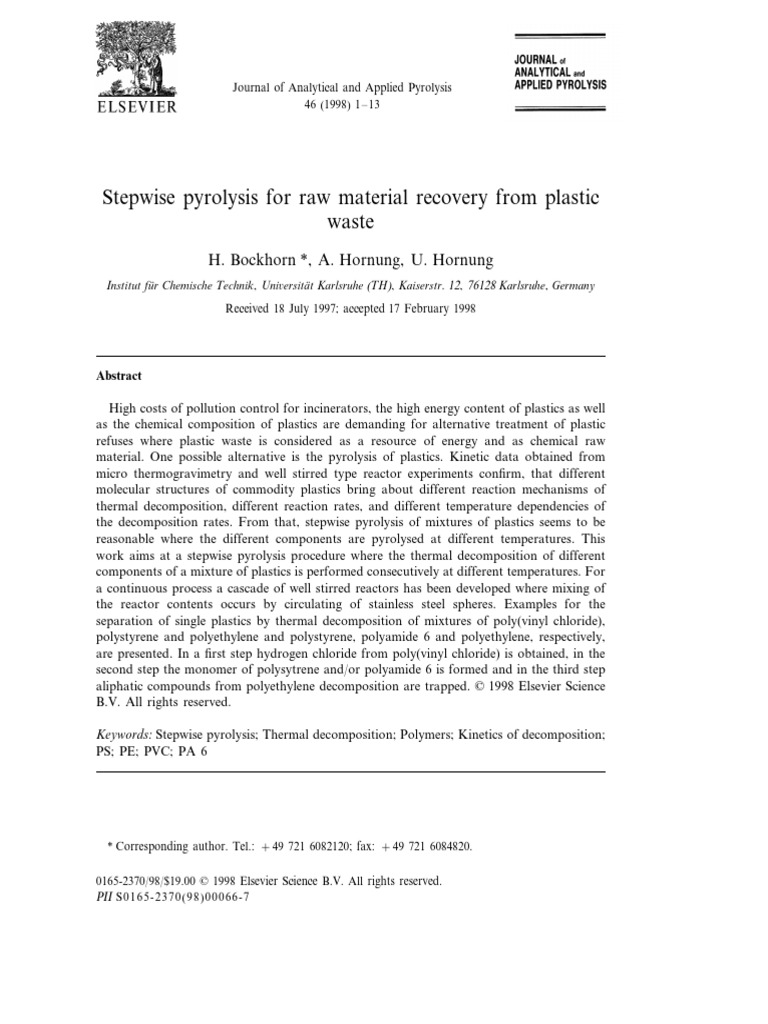 Stepwise Pyrolysis For Raw Material Recovery From Plastic Waste | PDF ...