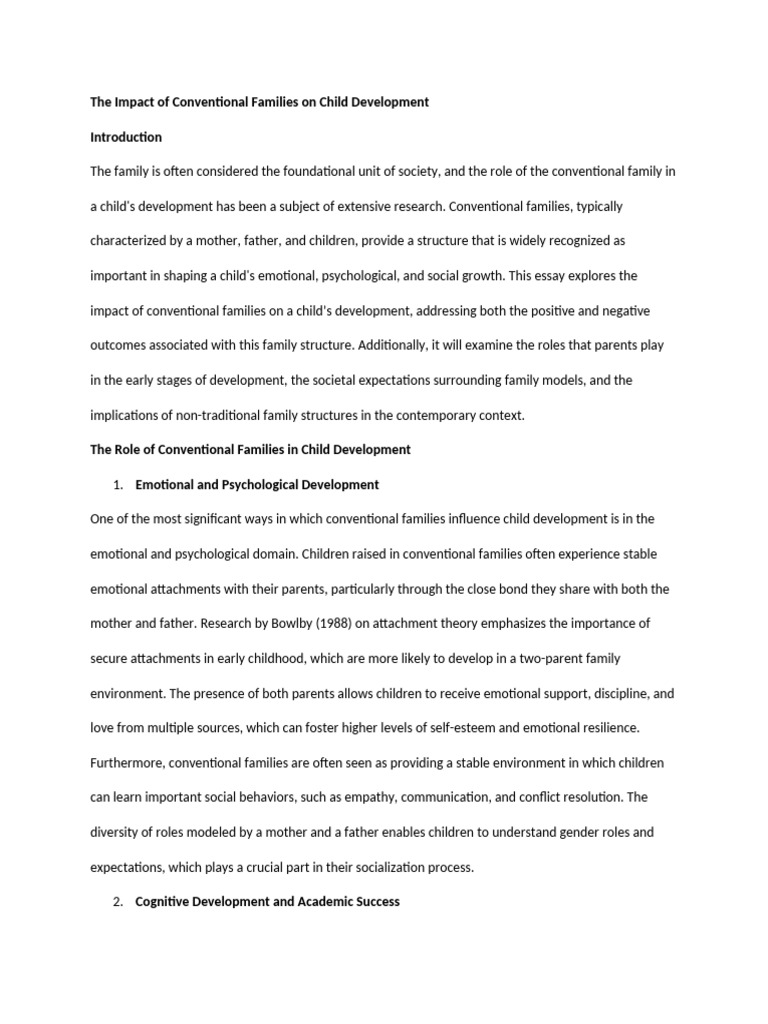 The Impact of Conventional Families On Child Development | PDF | Family ...