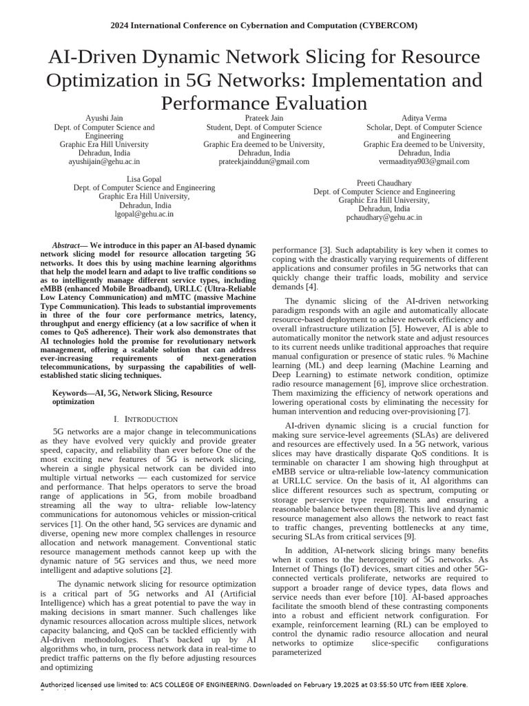 AI Network Slicing for 5G Optimization | PDF | Artificial Intelligence ...