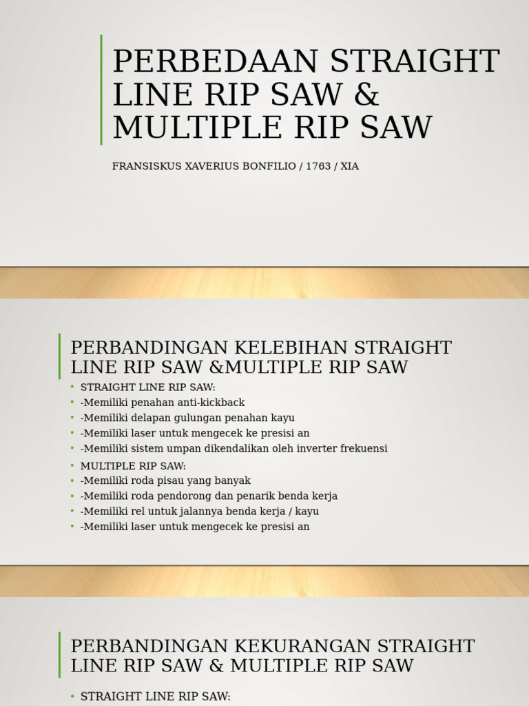 Perbedaan Straight Line Rip Saw & Multiple Rip Saw Fransiskus Xaverius ...