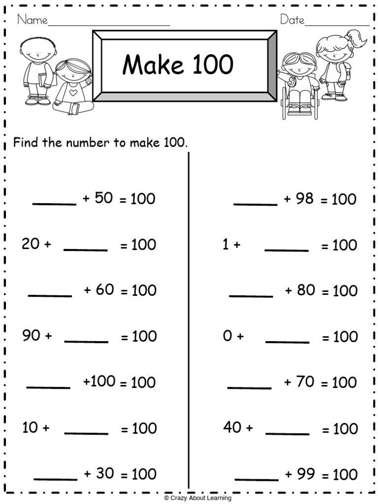Make 100: Grade 2 Math Worksheet | PDF