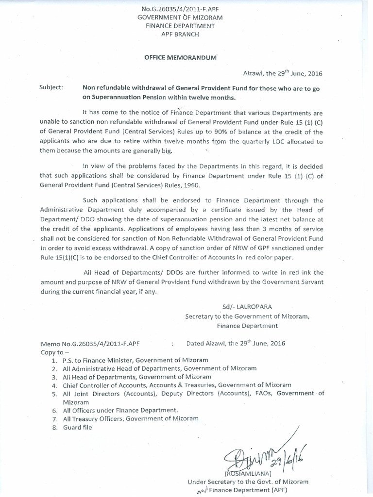 GPF Non Refundable Withdrawal | PDF