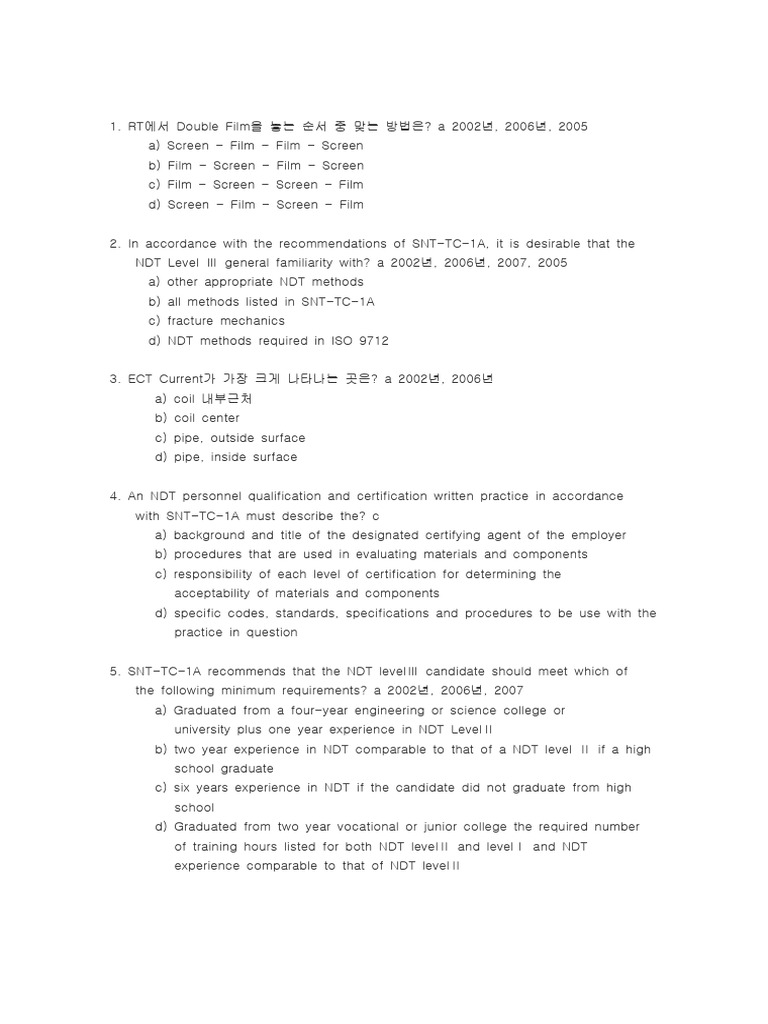 basci 2011년 8월 출제 | PDF | Nondestructive Testing | Industrial Processes
