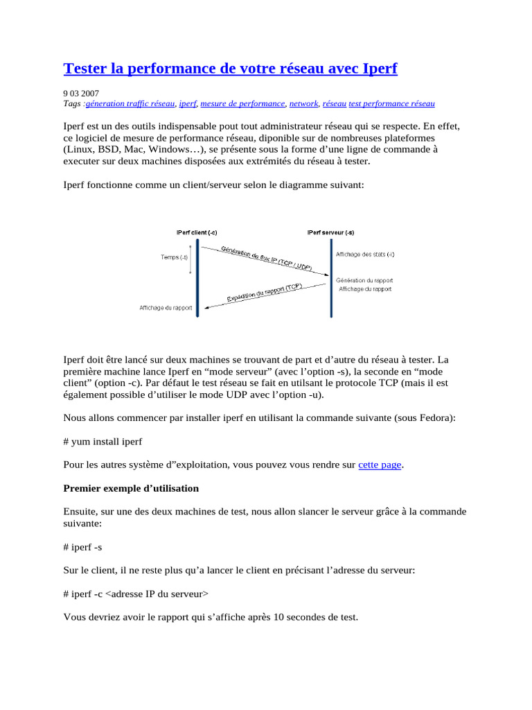 Tester votre réseau avec Iperf | PDF | Multidiffusion | Serveur ...
