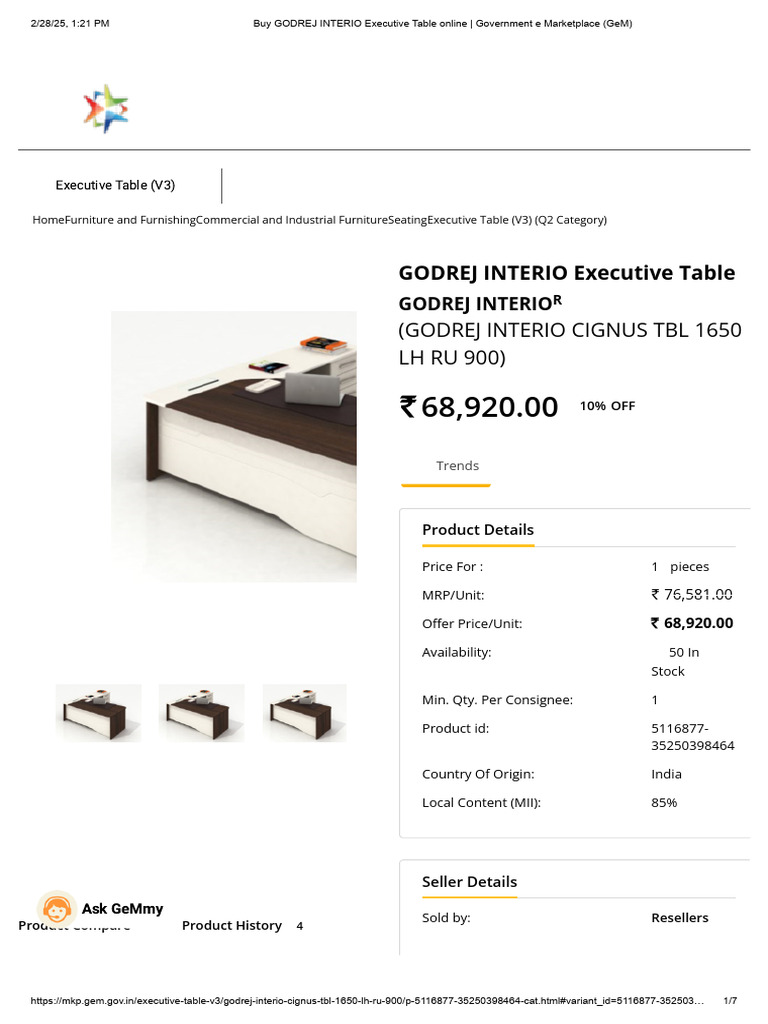 Godrej Interio Executive Table Details | PDF | Lamination | Building ...