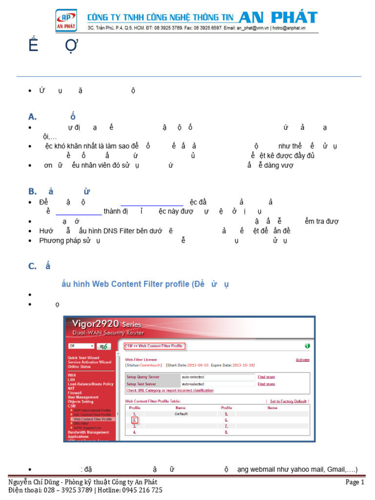 kết hợp Web Content Filter & DNS Filter | PDF