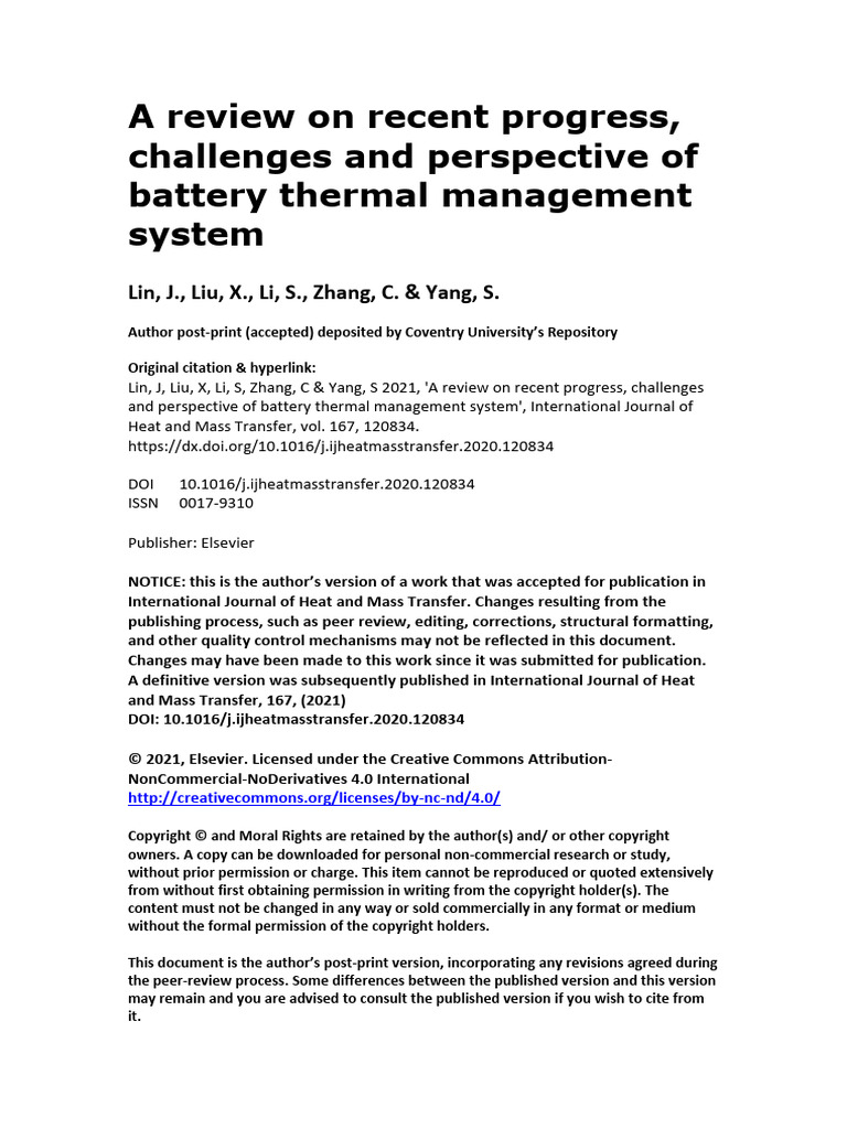 Review On BTMS | PDF | Electric Vehicle | Lithium Ion Battery