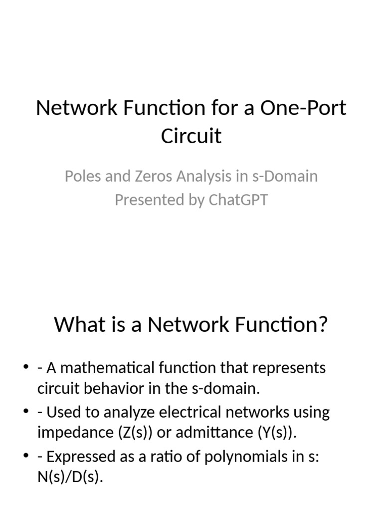 Network Functions: Poles & Zeros Explained | PDF