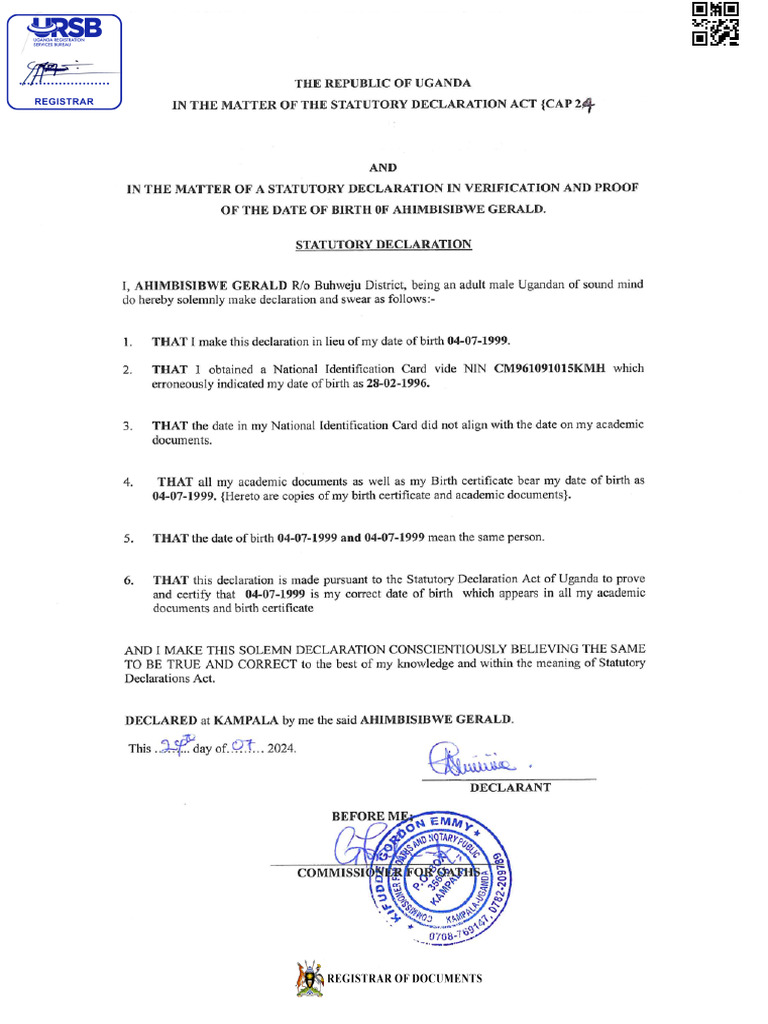 Statutory Declaration 1738833575913 | PDF