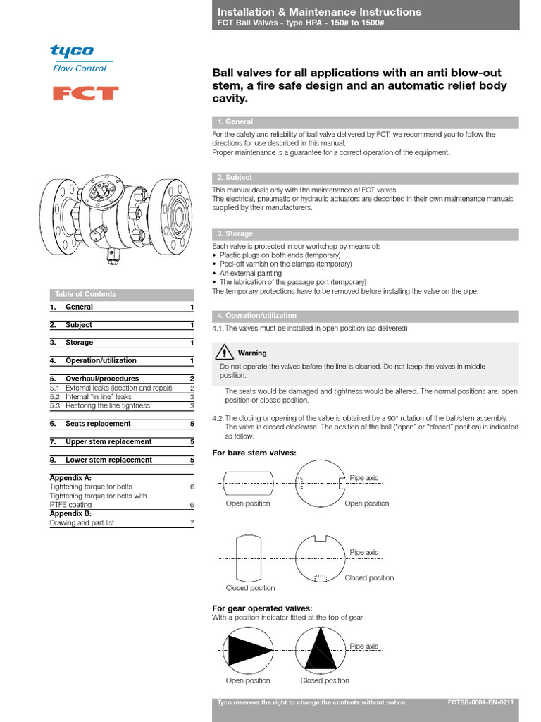FCT HPA Ball Valve Maintenance Guide | PDF | Valve | Leak