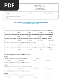 Tiếng Anh 8 i-Learn Smart World - Kiểm tra cuối kỳ 2 - 1