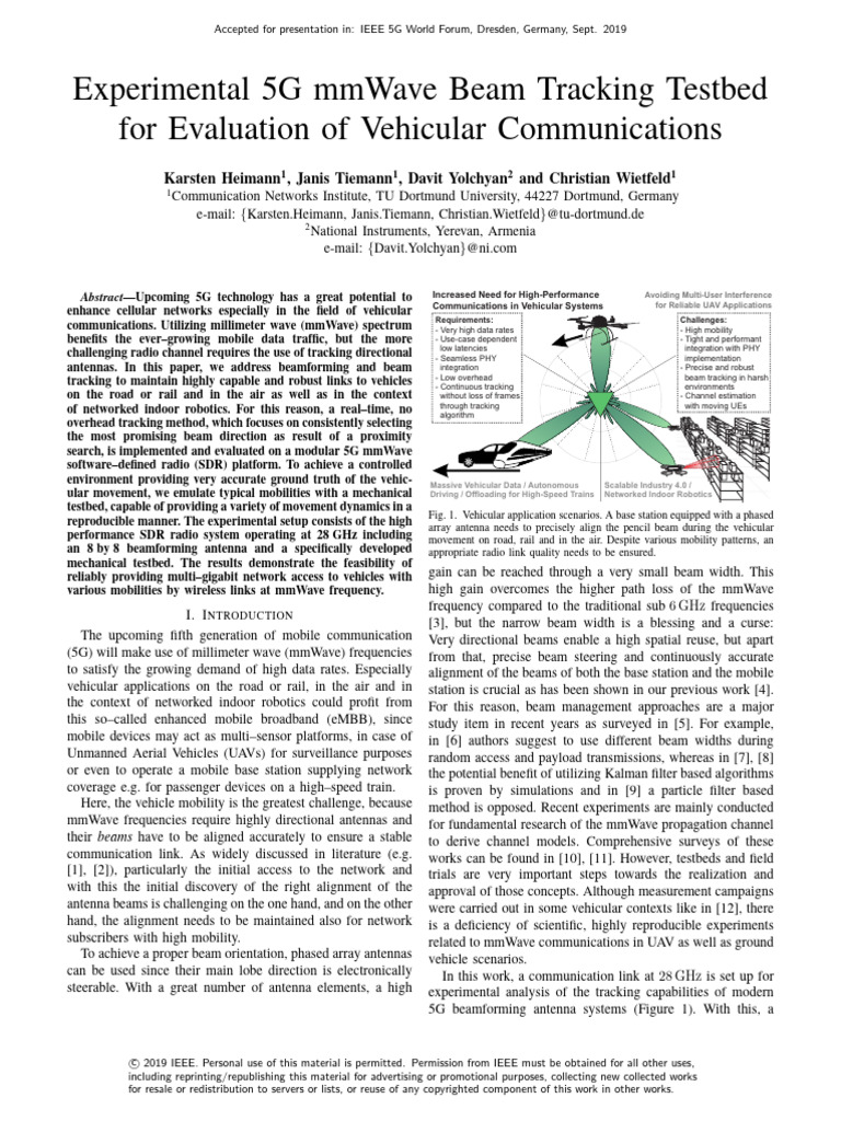 Experimental 5G Mmwave Beam Tracking Testbed | PDF | Extremely High ...