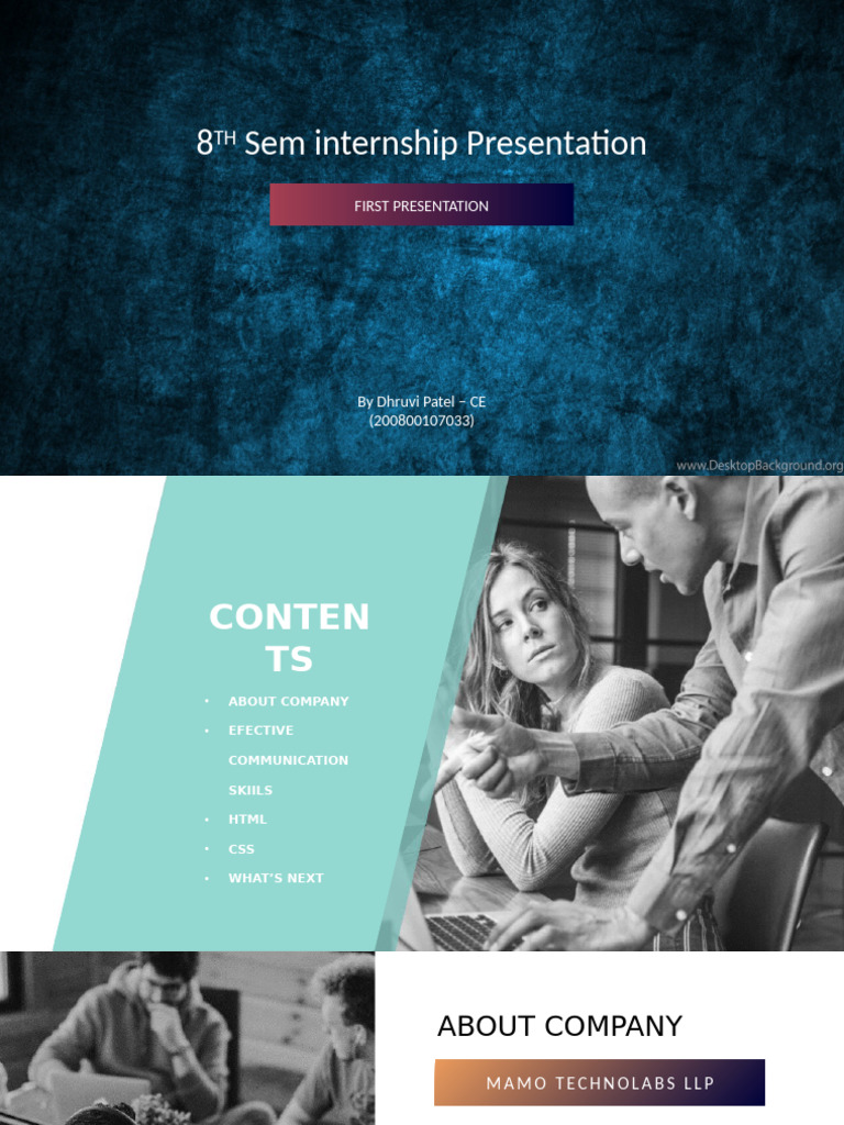 8th Semester Internship Presentation | PDF | Html | Html Element