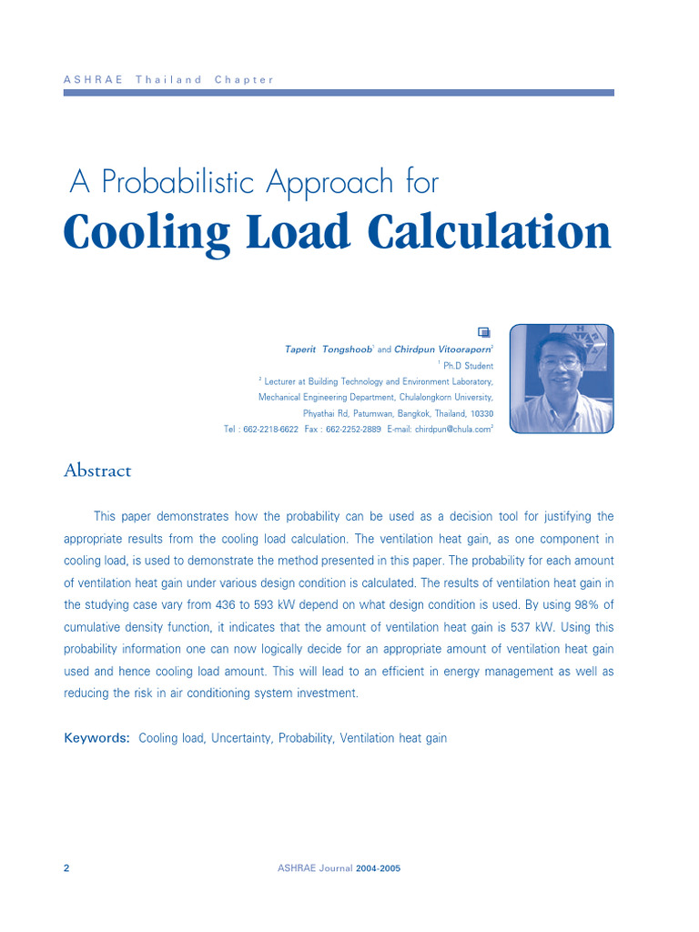Probabilistic Cooling Load Calculation | PDF | Ventilation ...
