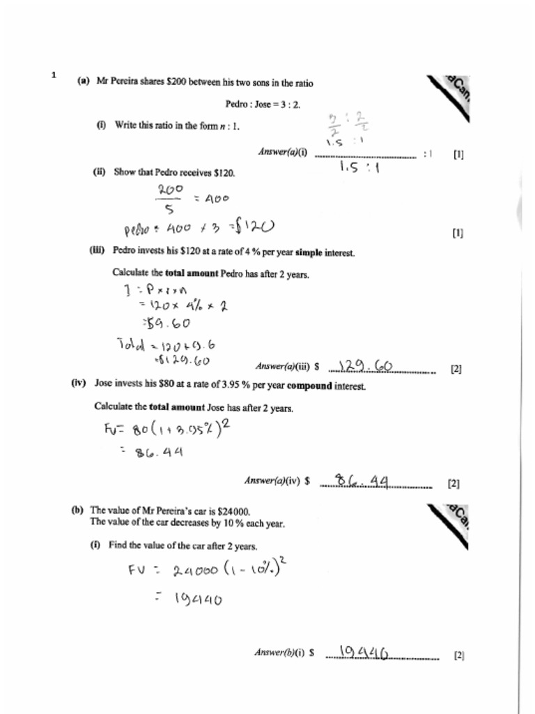 Igcse Maths Solved Interest Practice Questions | PDF