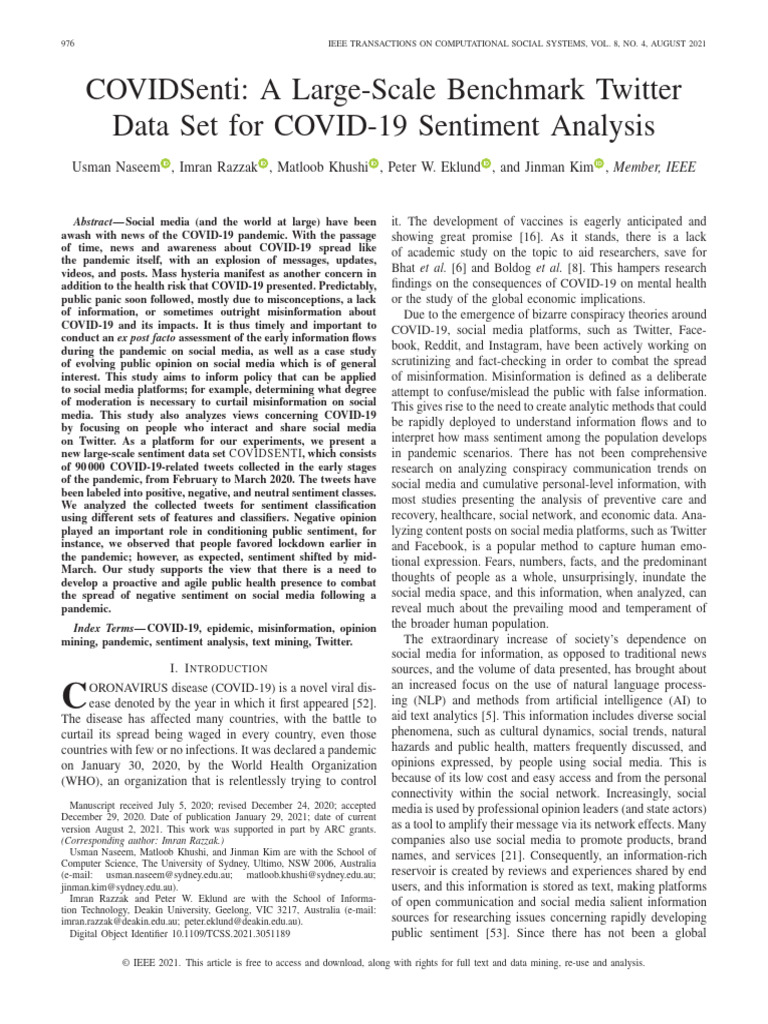 COVIDSenti: Twitter Sentiment Analysis | PDF | Social Media | Popular ...
