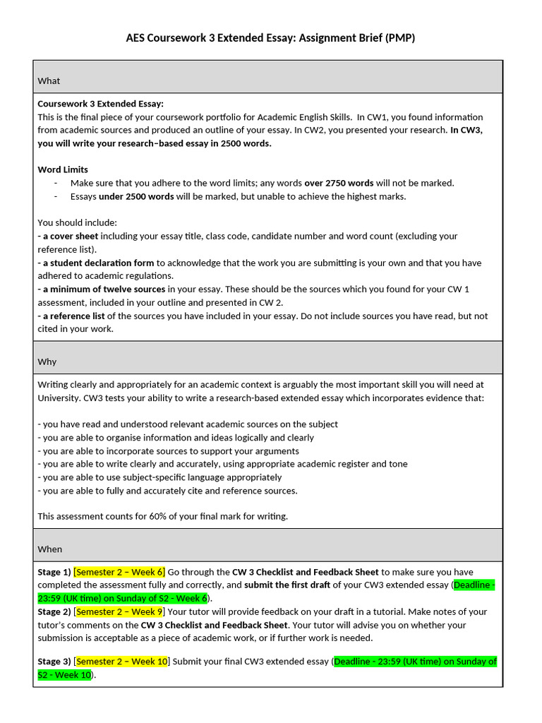 AES+ +CW3+Extended+Essay+ +PMP+ +Assignment+Brief+ +22 23+ +USIC+ | PDF ...