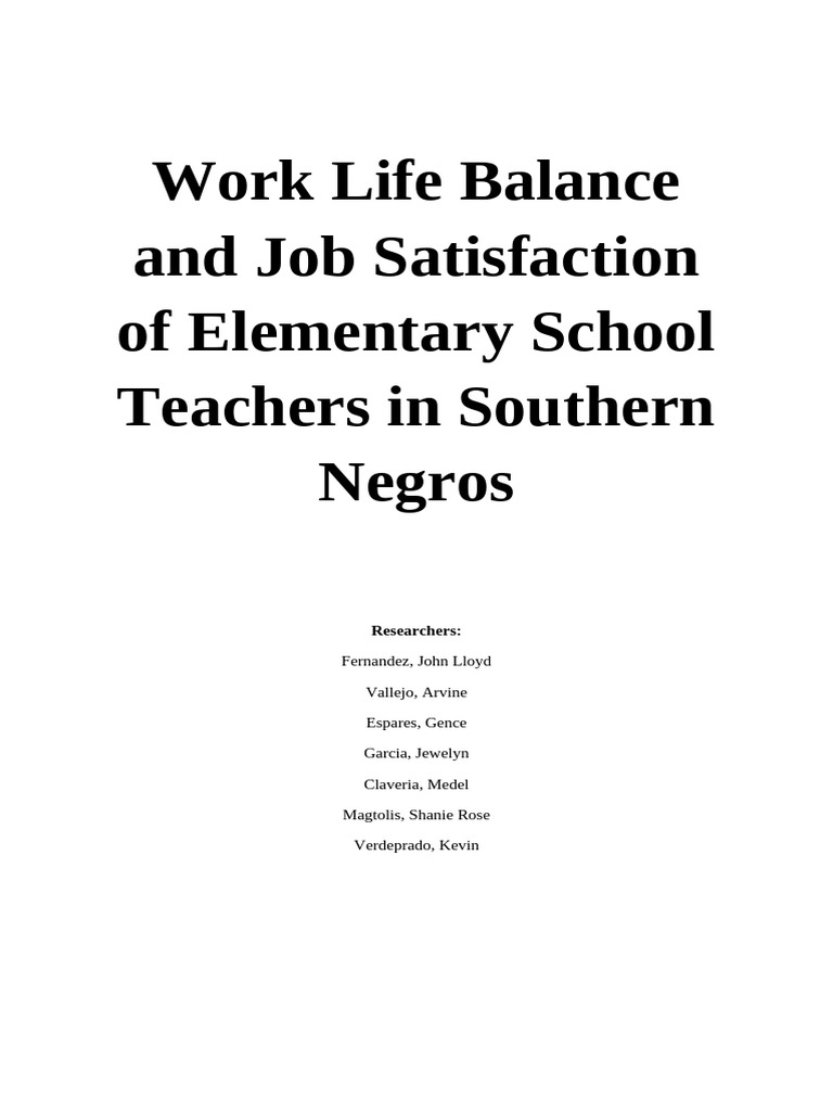 Work-Life-Balance-and-Job-Satisfaction-of-Elementary-School-Teachers-in ...