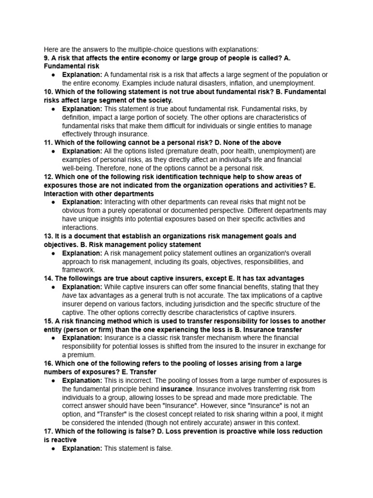 Understanding Fundamental Risks and Insurance | PDF | Insurance | Risk
