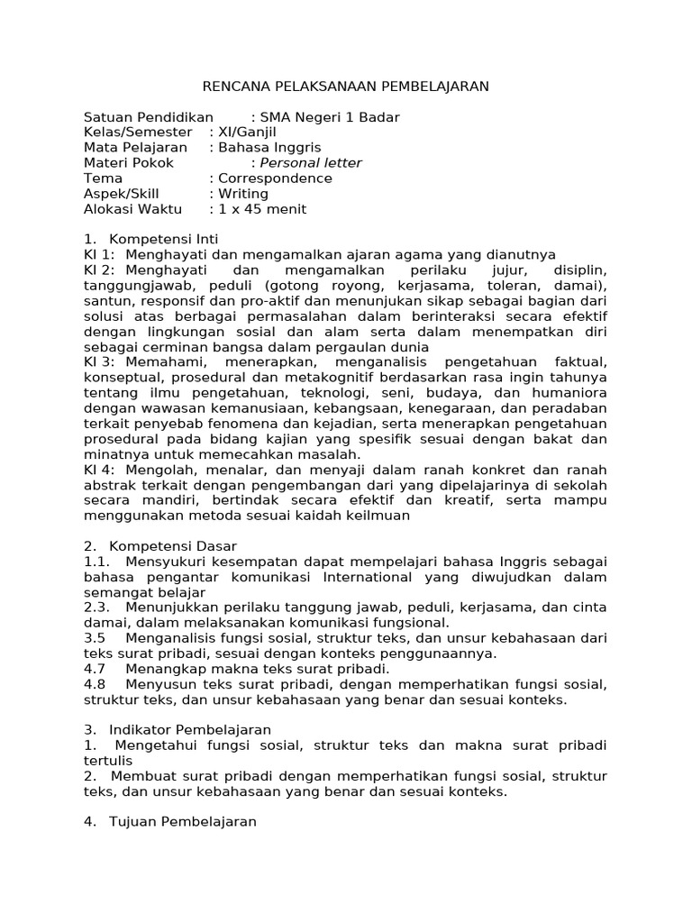 RPP Business Letter | PDF