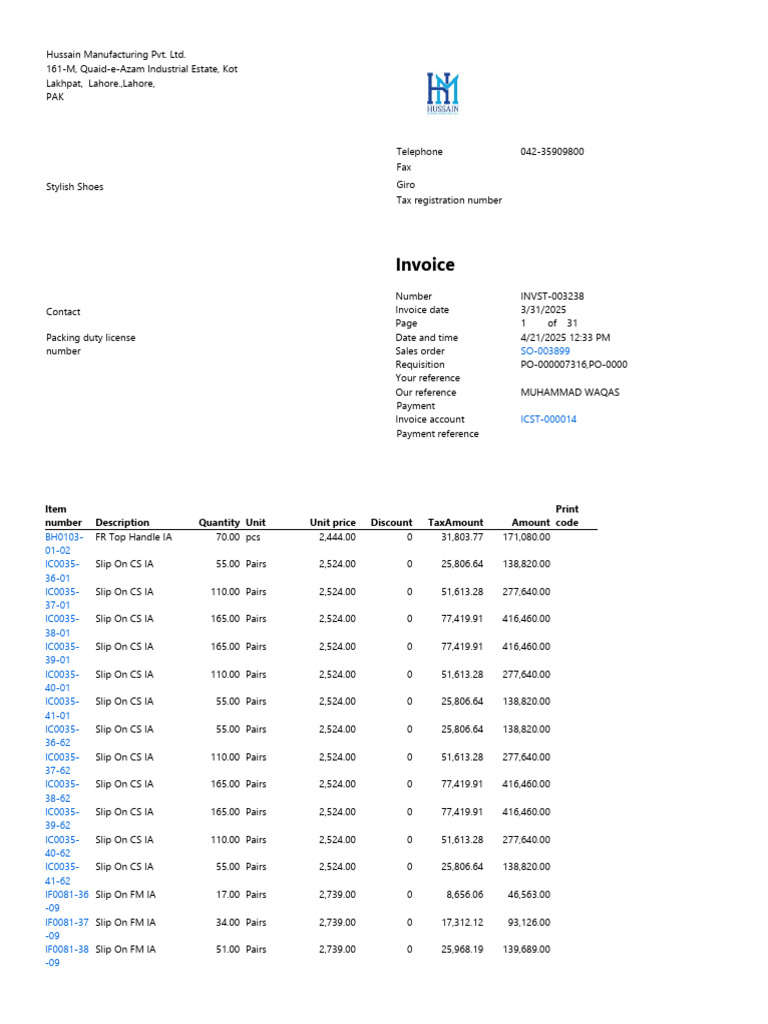 Invoice for Stylish Shoes Purchase | PDF | Invoice | Business Documents