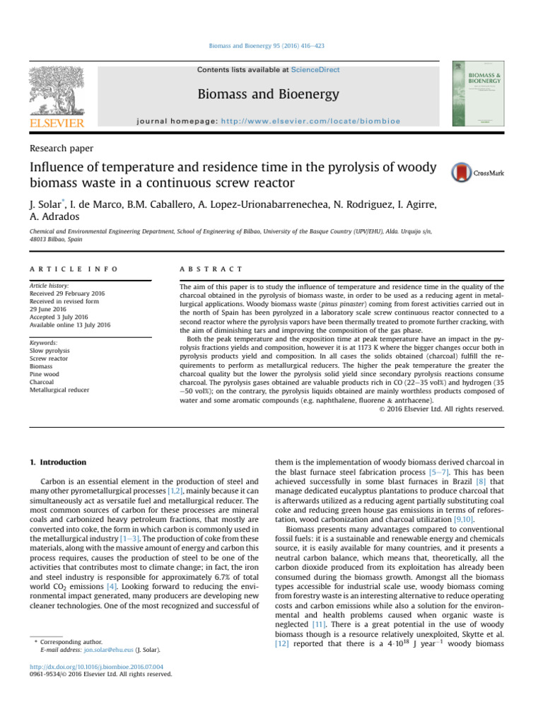 Pyrolysis of Woody Biomass for Charcoal | PDF | Pyrolysis | Charcoal