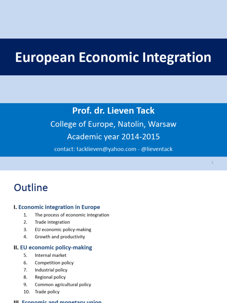 EU Economic Integration - Handout | PDF | Economic And Monetary Union ...