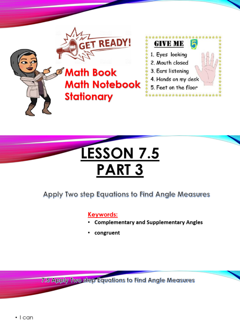 Two-Step Equations for Angle Measures | PDF | Equations | Angle