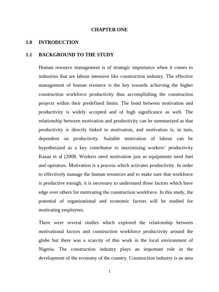 Motivation and Productivity in Nigeria's Construction Industry | PDF ...