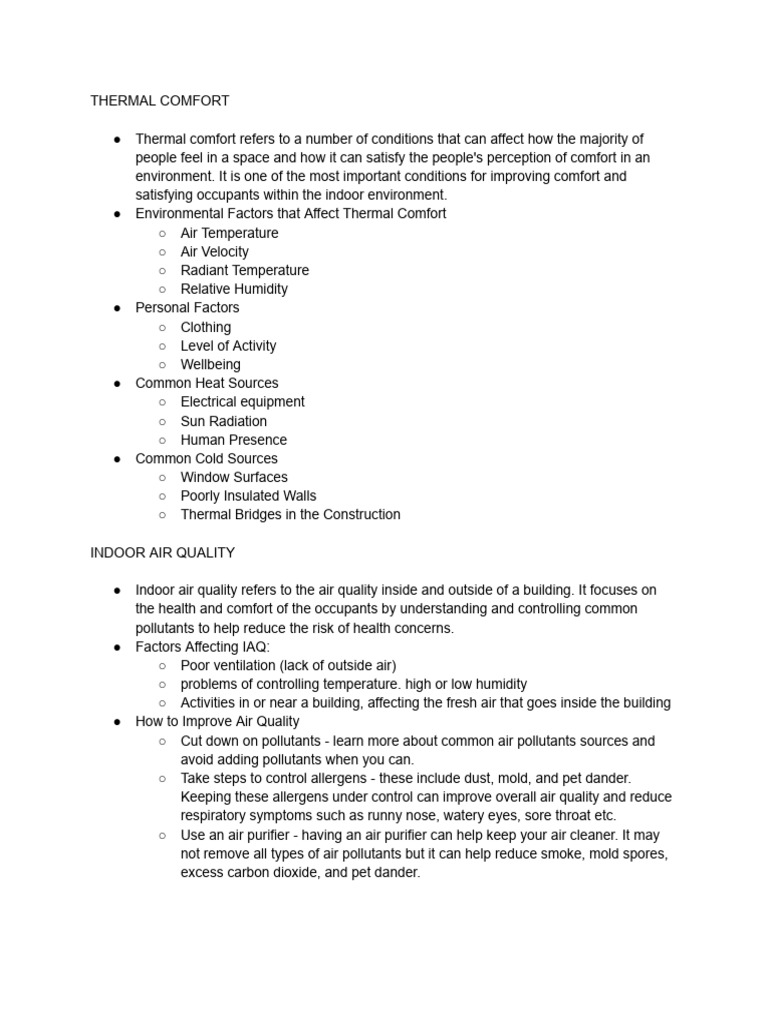 Thermal Comfort and Indoor Air Quality Guide | PDF | Ventilation ...