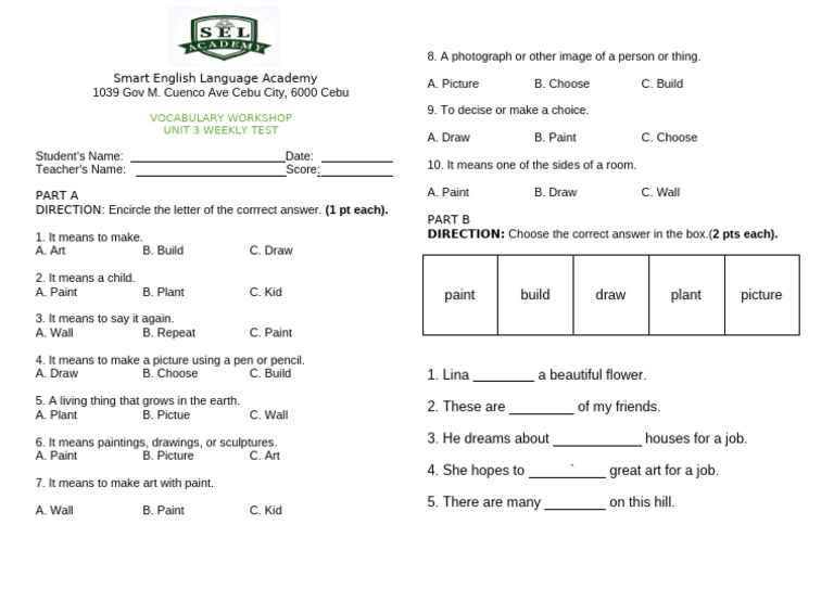 Weekly Test 1000 Basic Unit 3 | PDF