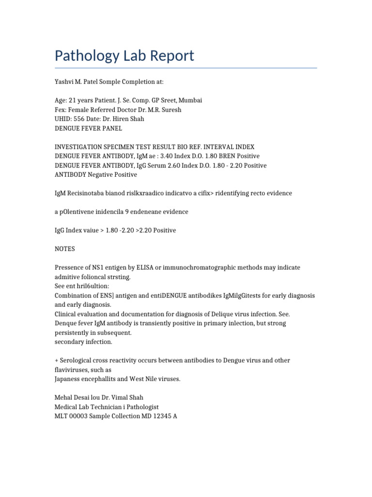 Pathology Lab Report | PDF