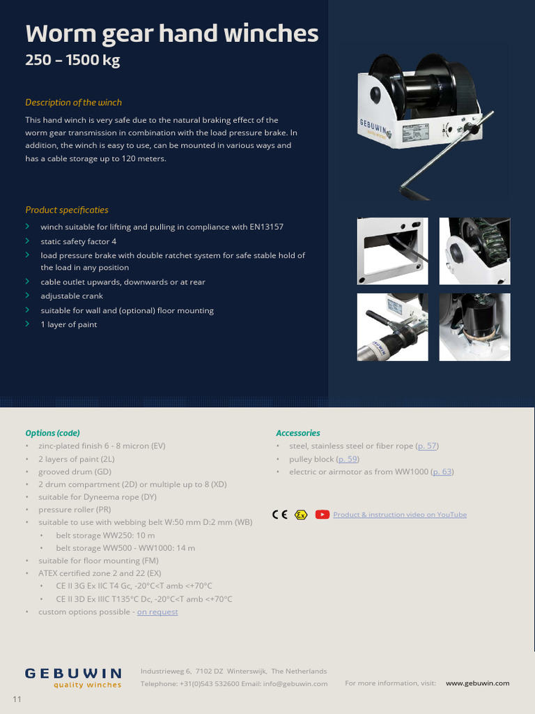 Winch Product-sheet-Worm-gear-hand-winch-WW250-1500-1 | PDF ...