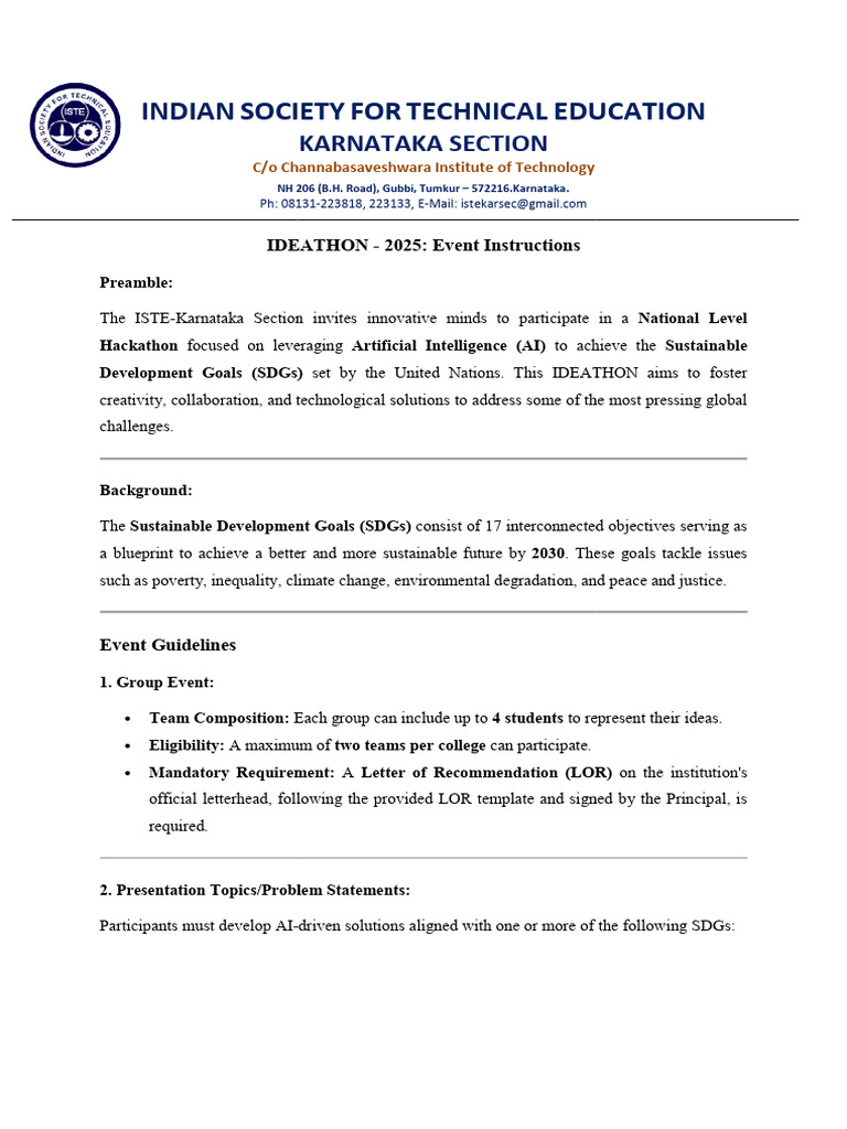 Karnataka Ideathon 2025 Guidelines | PDF | Artificial Intelligence ...