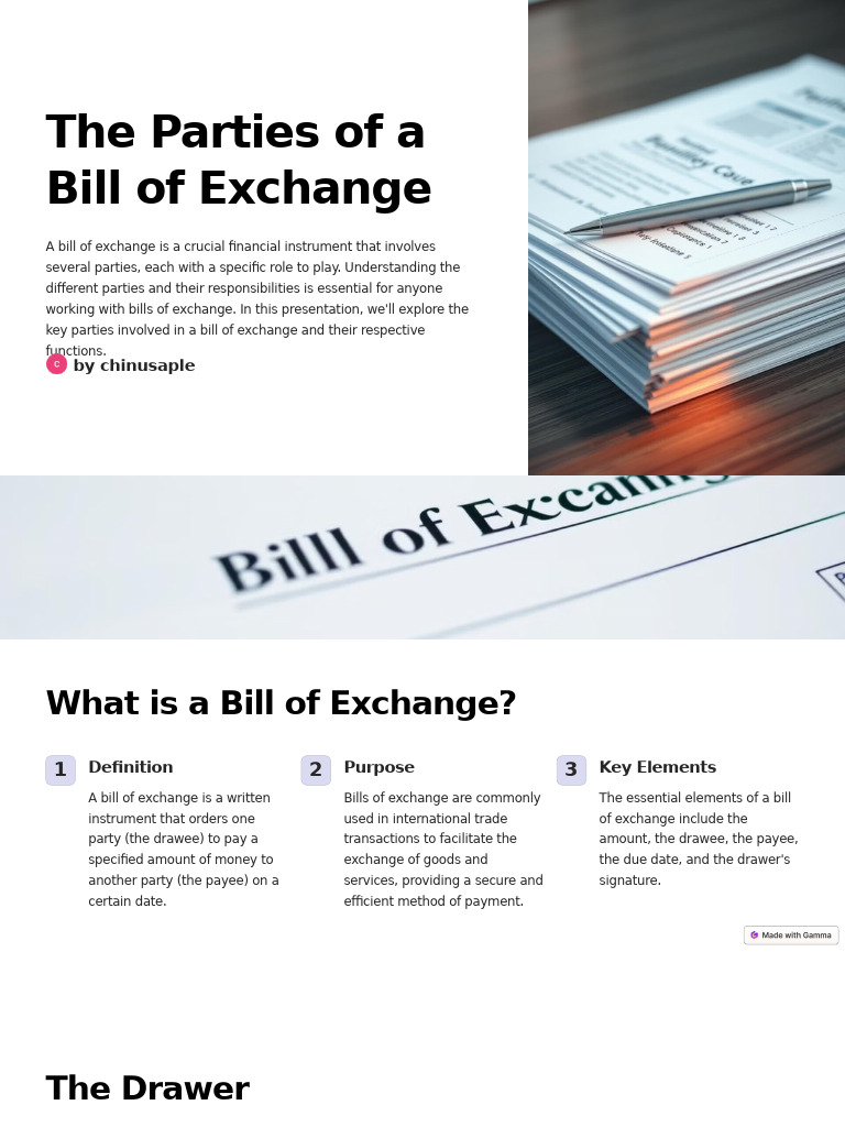 Parties Involved in a Bill of Exchange | PDF | Negotiable Instrument ...