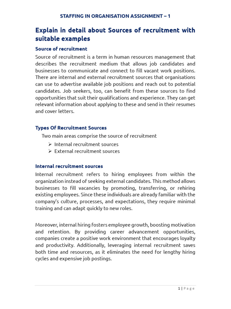 Sources of Recruitment Explained | PDF | Recruitment | Employee Retention