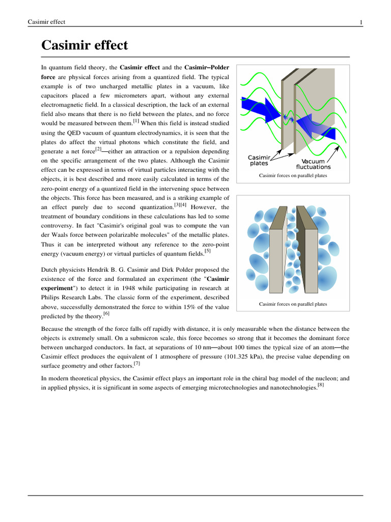 Casimir Effect and Its Applications | PDF | Theoretical Physics | Physics
