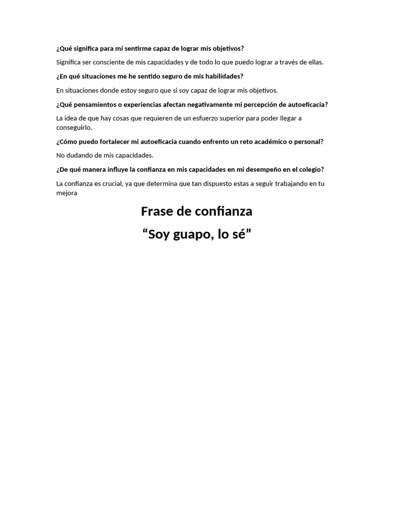 Qué Significa para Mí Sentirme Capaz de Lograr Mis Objetivos | PDF