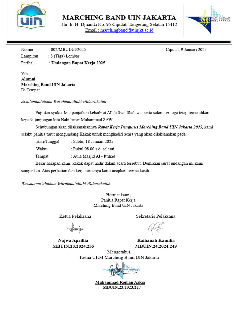 002 - Surat Undangan Raker Alumni | PDF