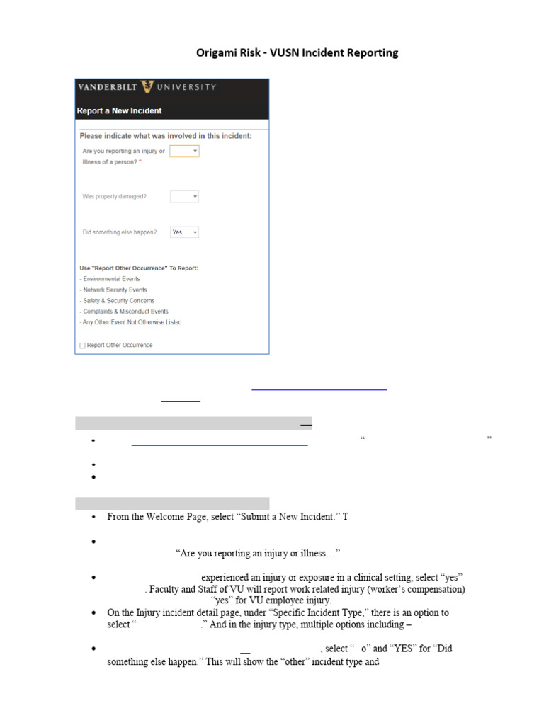 VUSN Incident Reporting Guide | PDF | Health Care