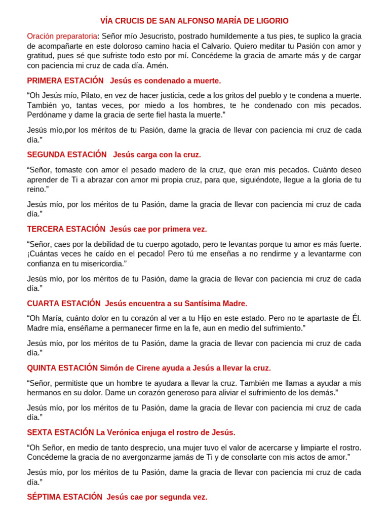 Vía Crucis de San Alfonso María de Ligorio | PDF | Estaciones de la ...