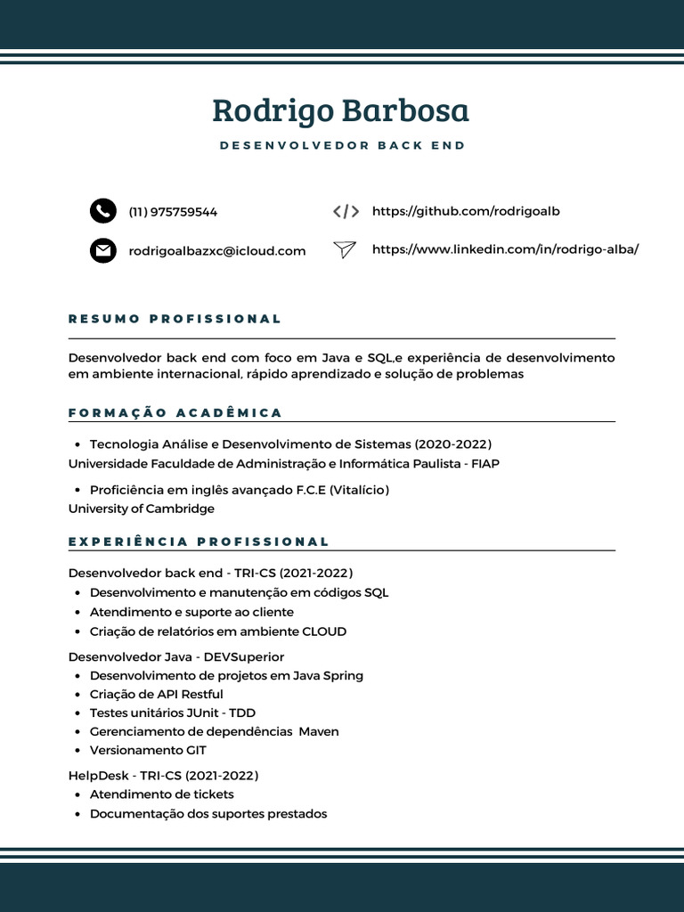 Desenvolvedor Back End: Java e SQL | PDF