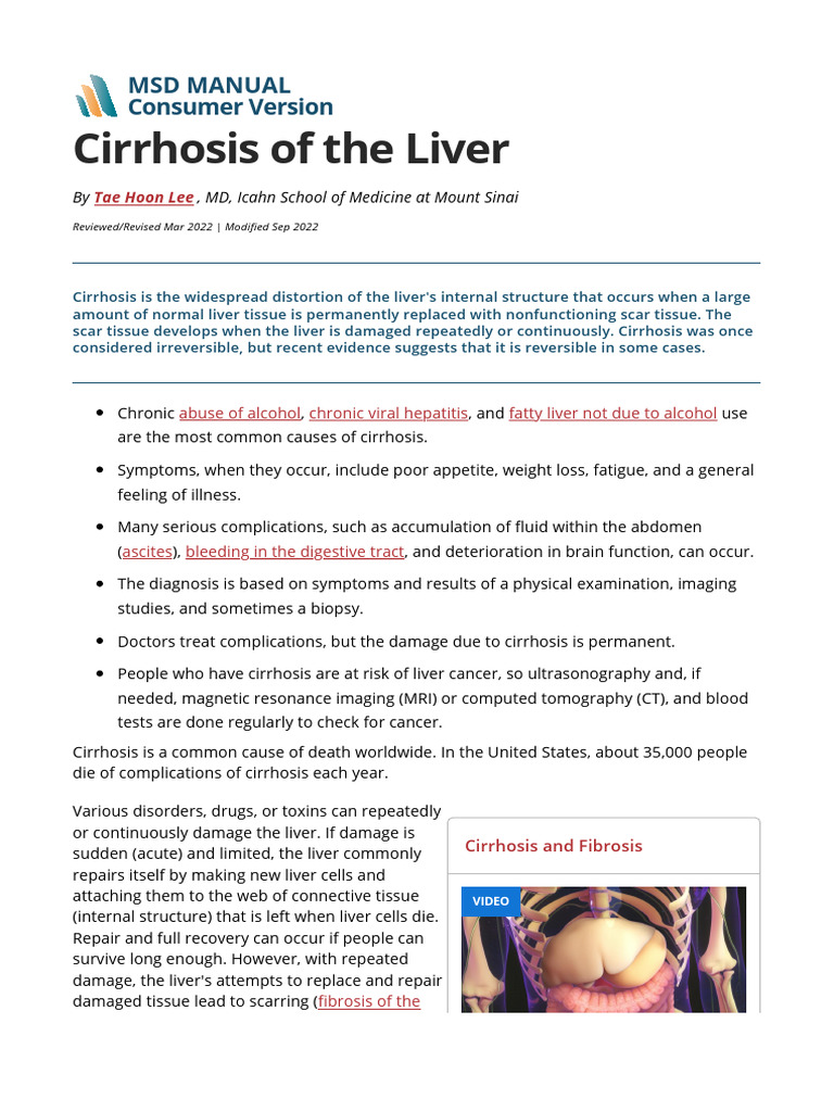 Understanding Cirrhosis of the Liver | PDF | Cirrhosis | Liver
