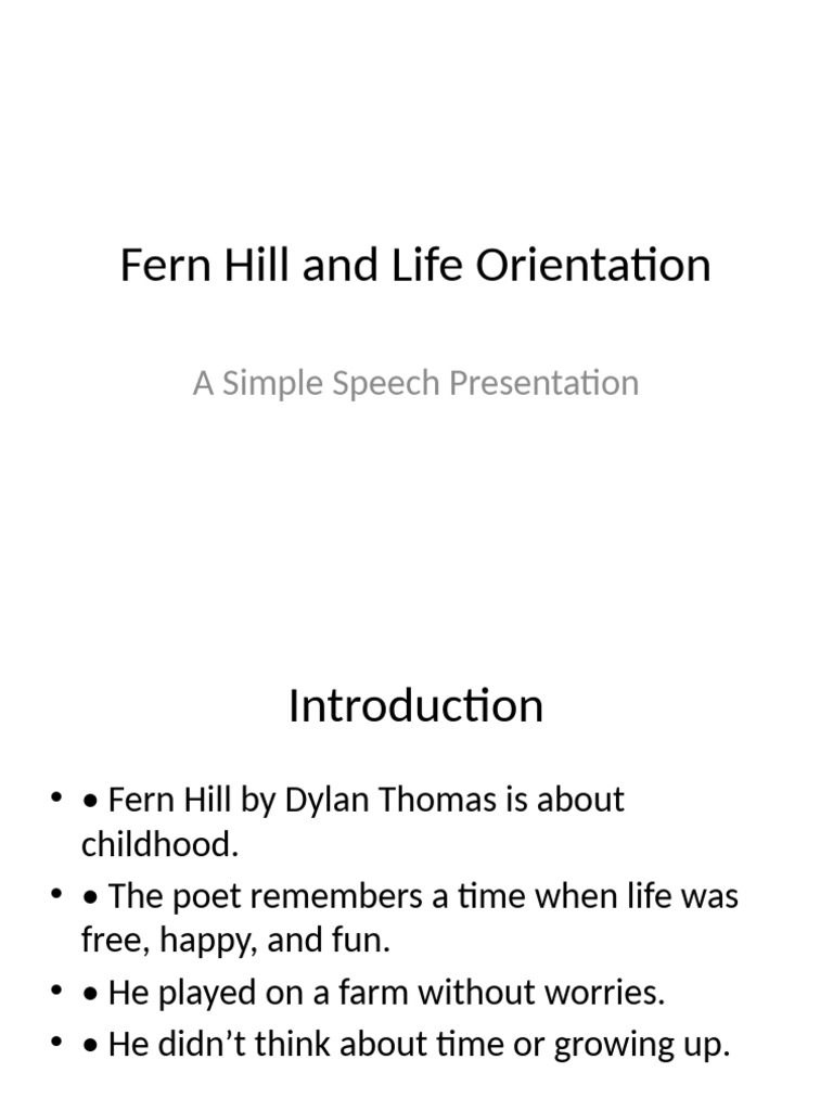 Fern Hill Life Orientation Presentation | PDF