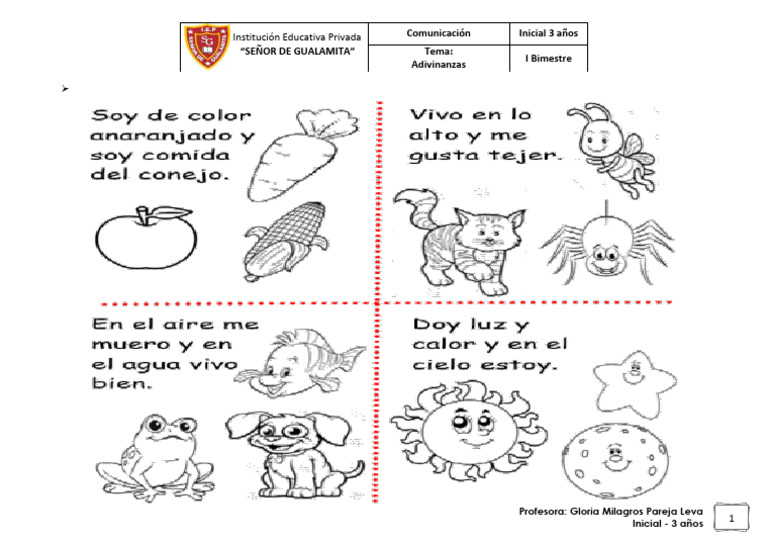 Adivinanzas - 3 Años | PDF