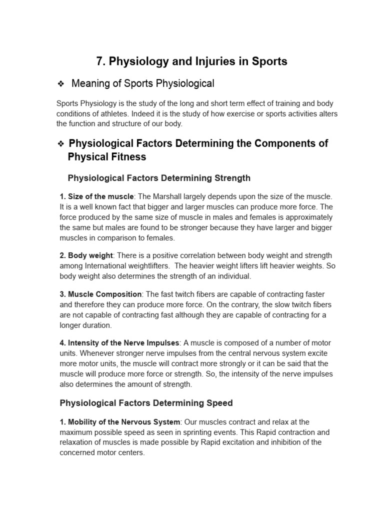 Sports Physiology: Key Factors Explained | PDF | Skeletal Muscle ...