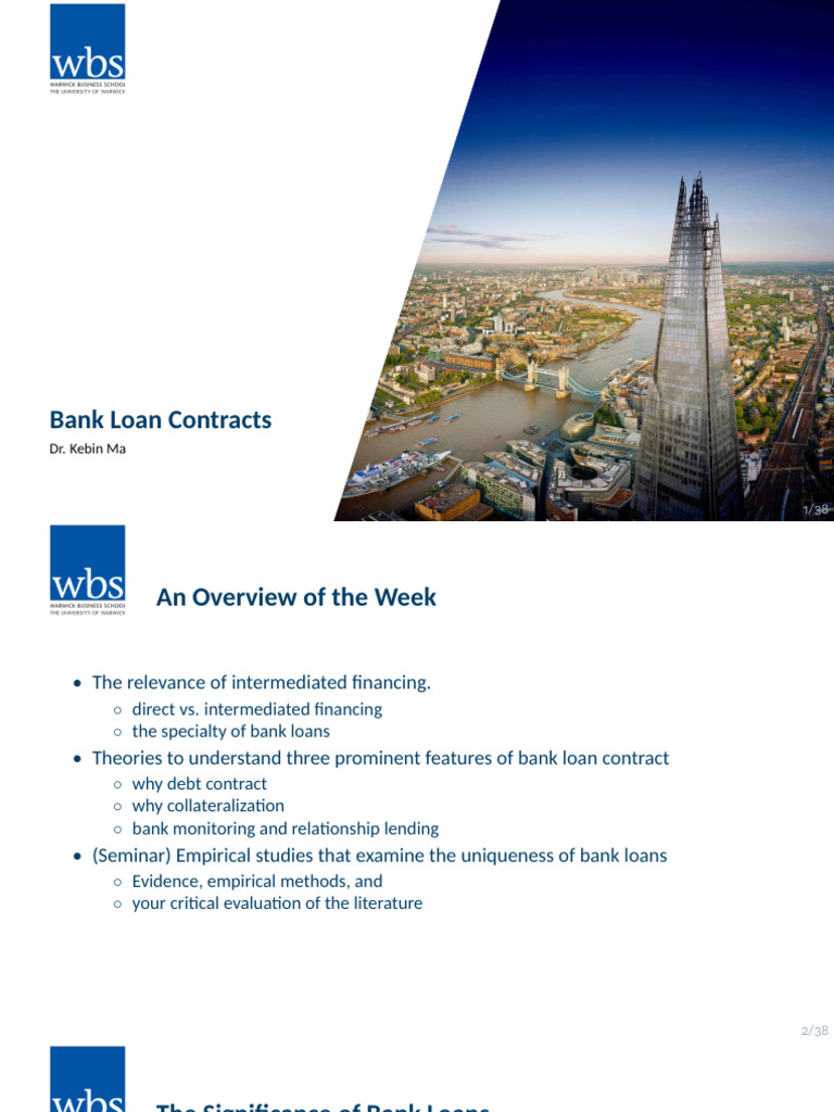 Lecture 1 Bank Loan Contract | PDF | Loans | Debt