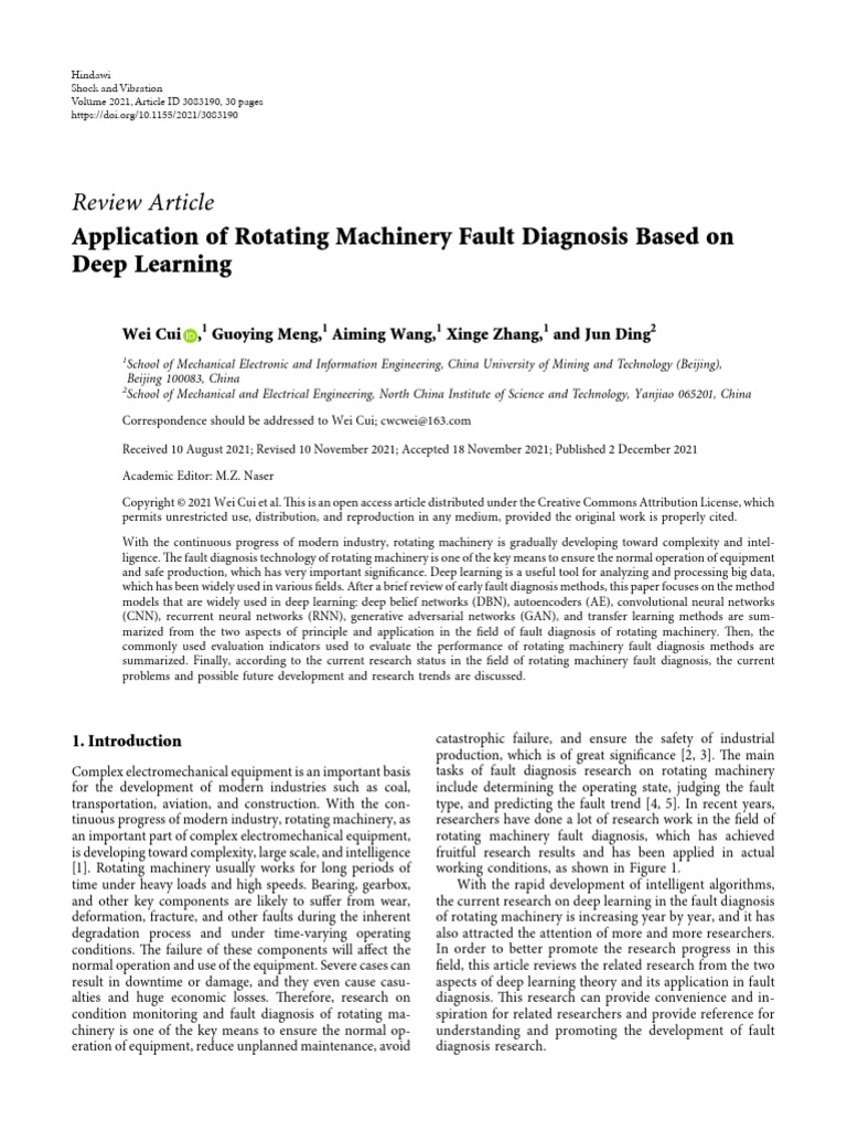 Deep Learning in Rotating Machinery Diagnosis | PDF | Deep Learning ...