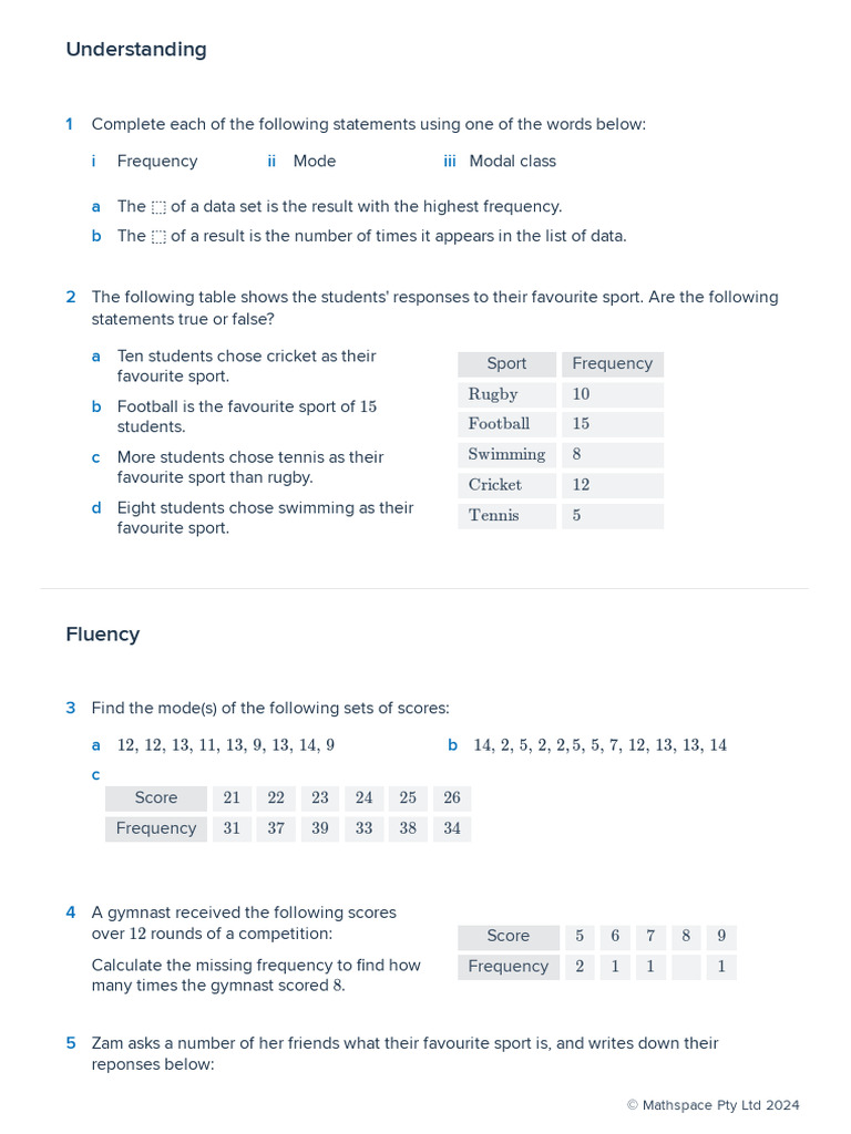6th Grade Frequency Table Worksheet | PDF
